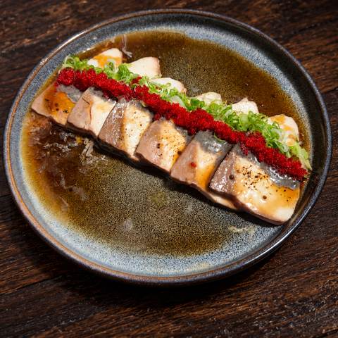 Raw hamachi tataki, photographed